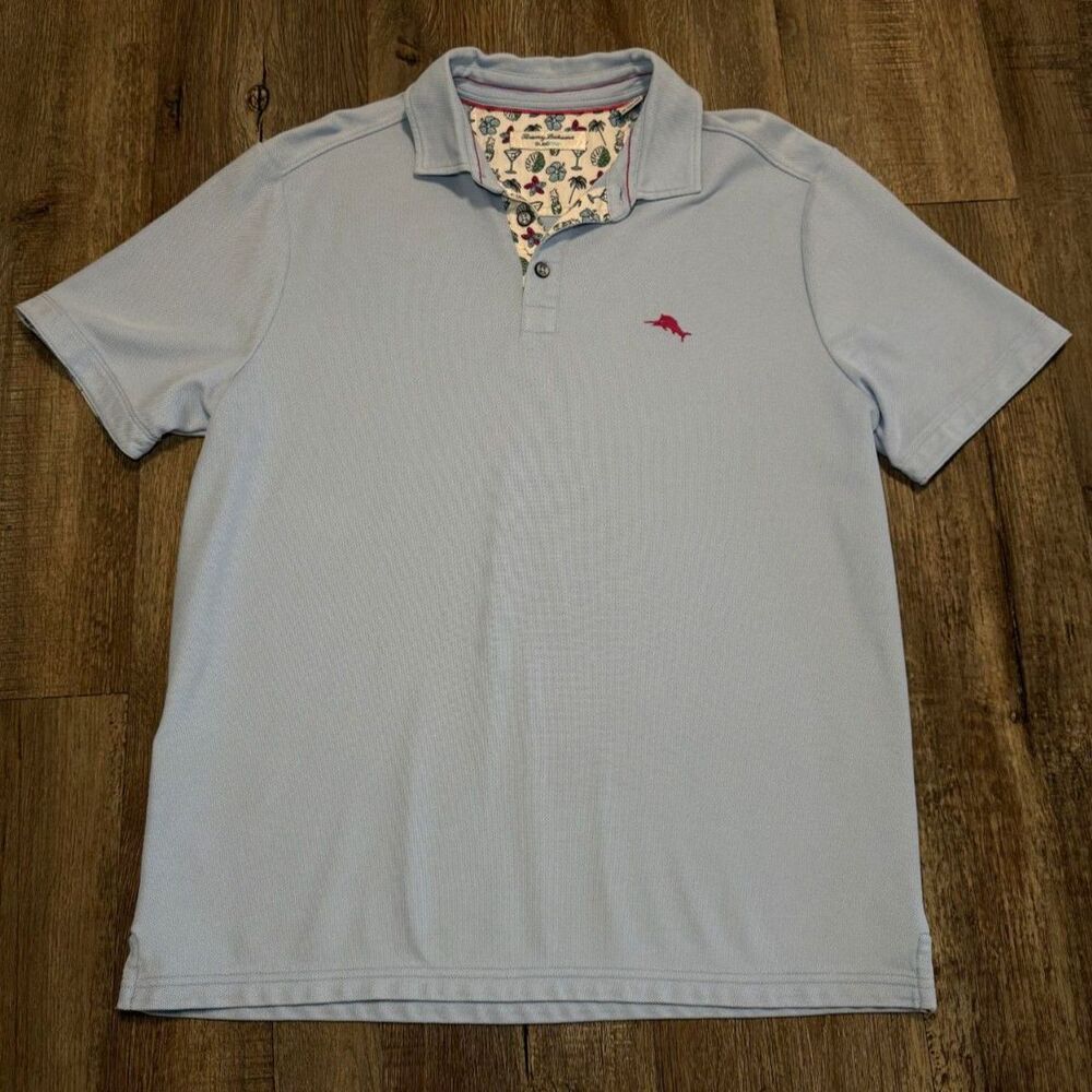 Tommy Bahama IslandZone Men's Short Sleeve Polo Shirt - Light Blue - Medium